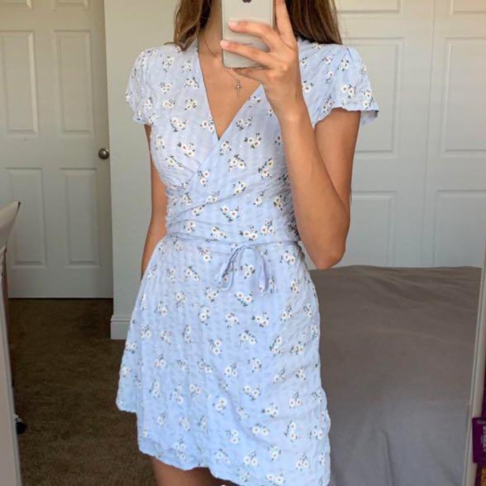 Brandy Melville | John Galt | Blue Floral Wrap French Dress